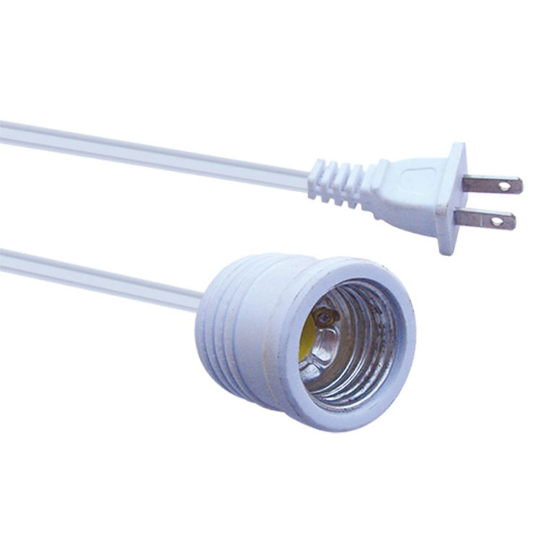 E27 Lamp Socket Power Extension Cord With Two-Prong AC Plug FP-740